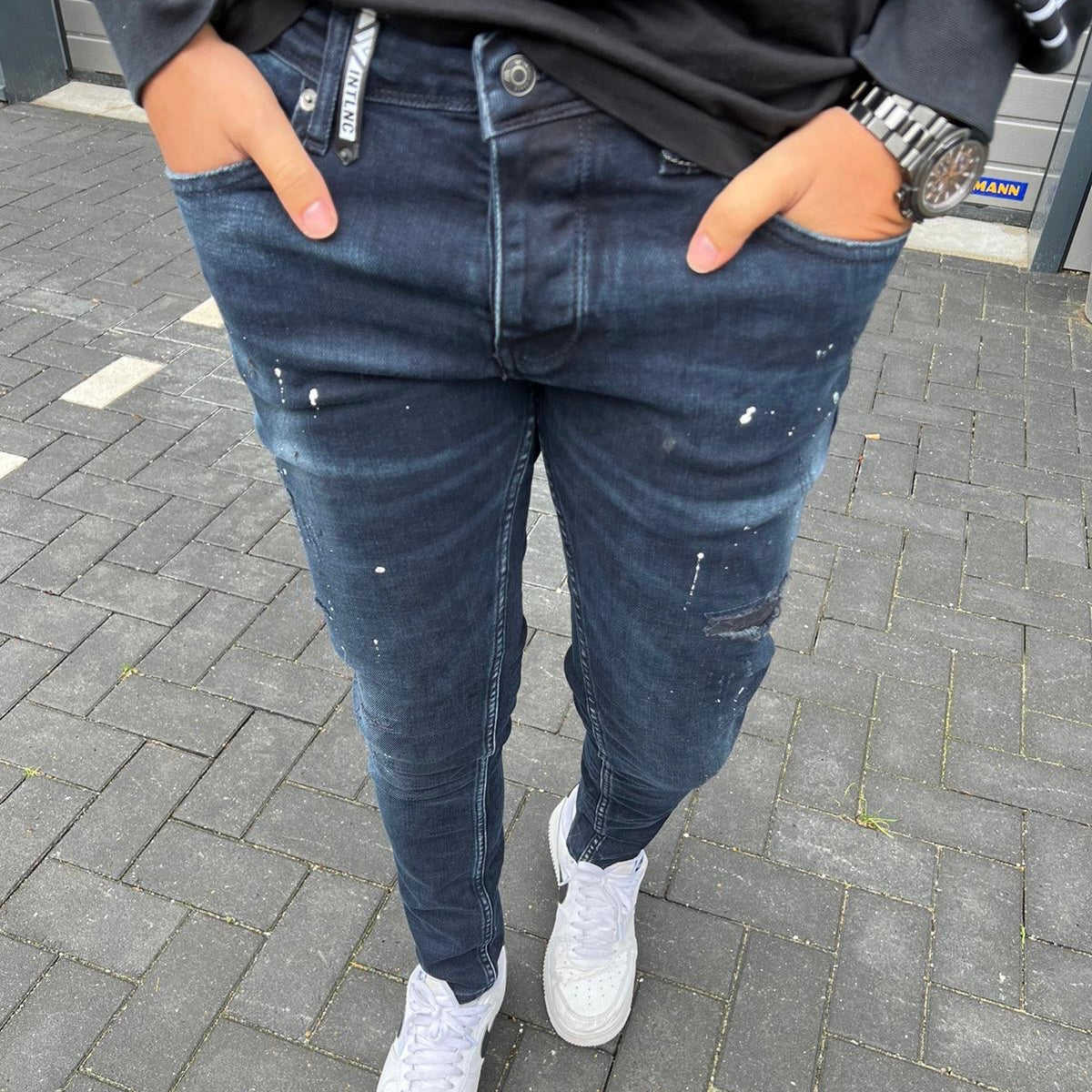 Slimfit jeans heren Intelligence blauw 3126 painted