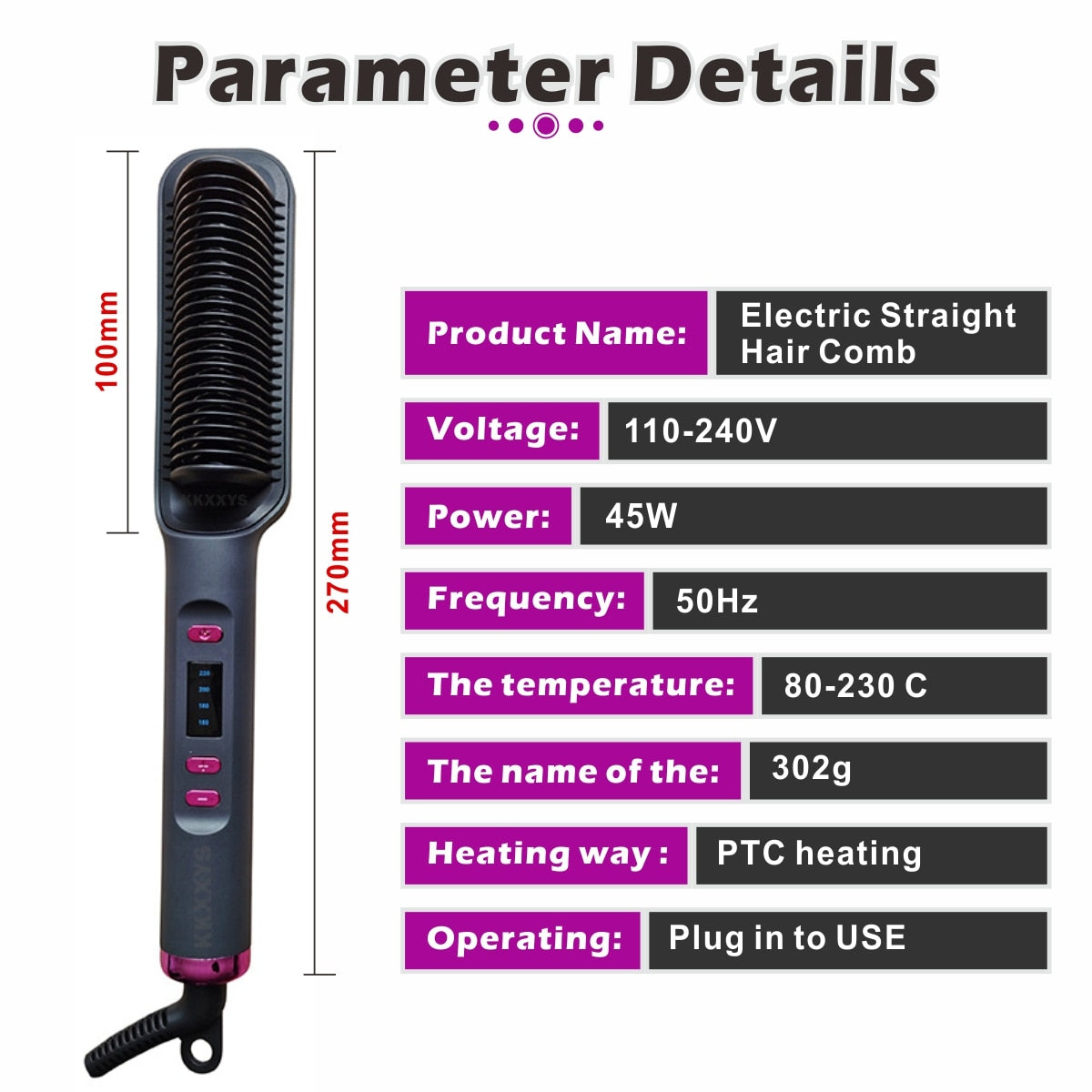 Negativ ion-hårretting 3-i-1 (LED LCD)