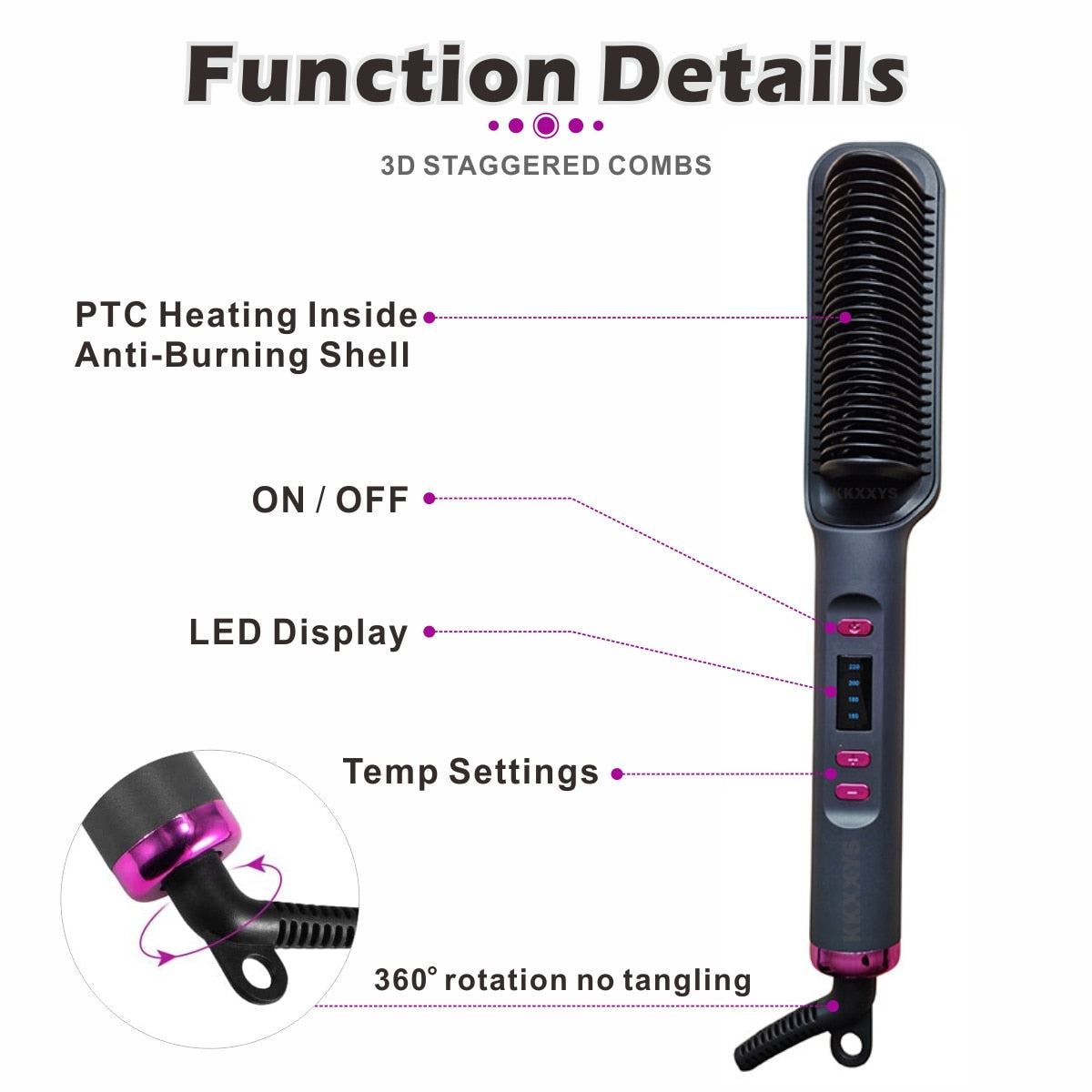 Negativ ion-hårretting 3-i-1 (LED LCD)